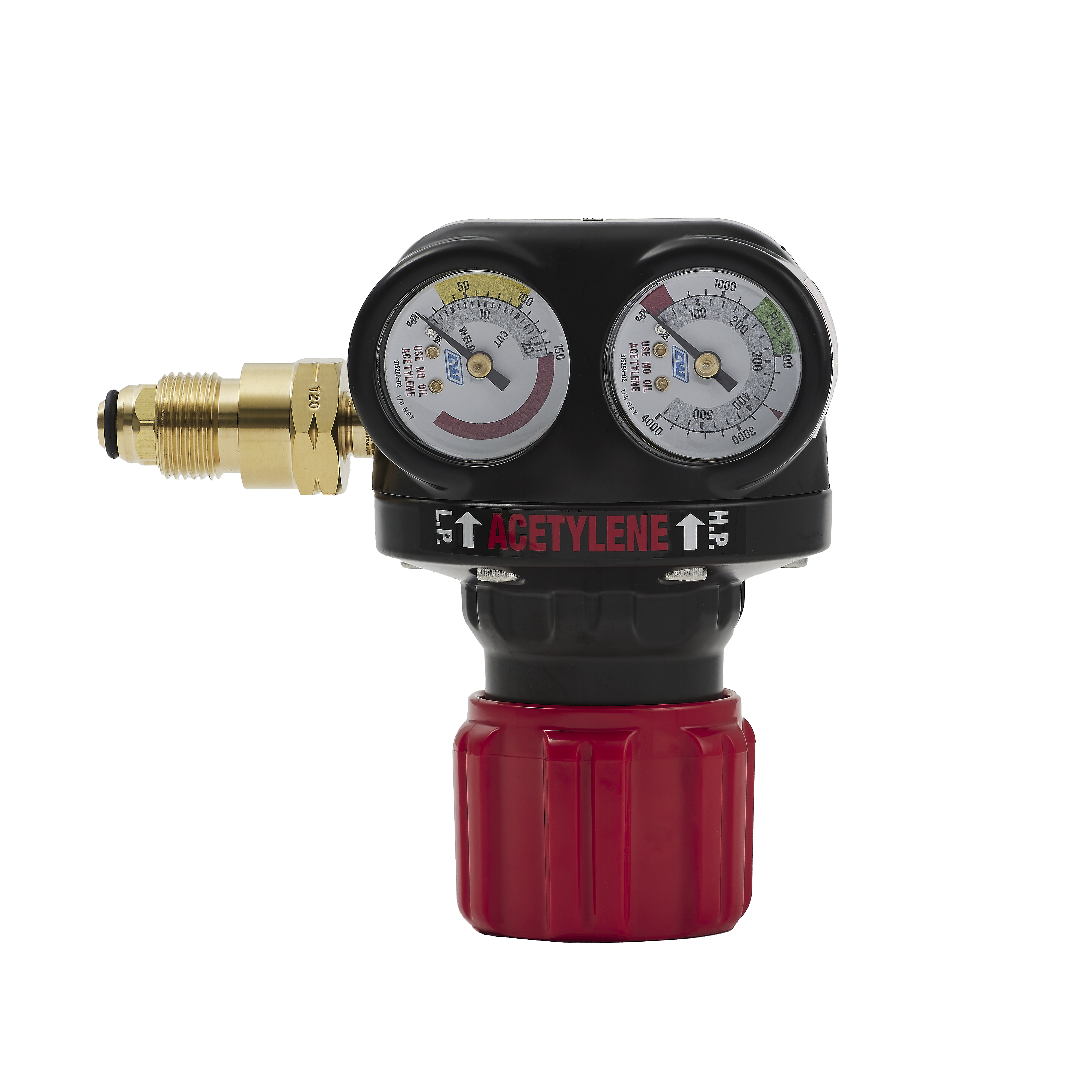 COMET EDGE ESV4 Acetylene Regulator with GasGuard, Vertical Inlet(VI) - 150kPa