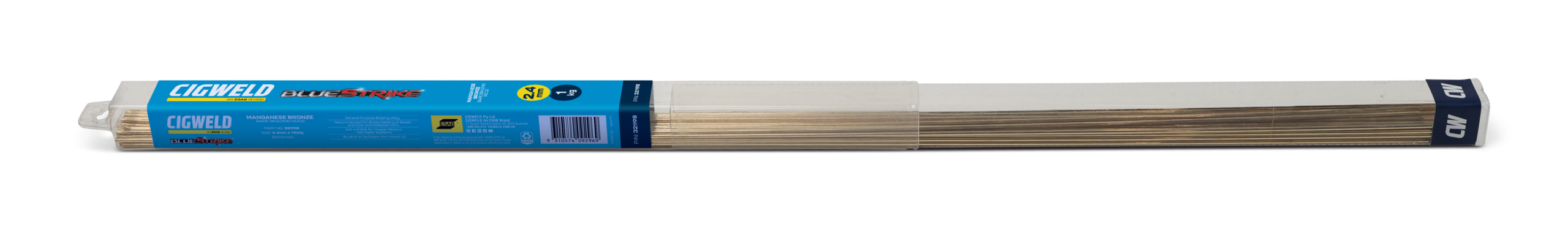 CIGWELD BlueStrike Manganese Bronze RB Cu Zn-C Brazing Rods, Low Fuming, 2.4mm, 1kg Pack