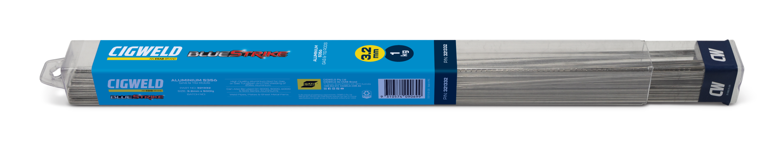 CIGWELD BlueStrike AL5356 ER5356 Aluminium TIG Filler Rods, 3.2mm, 1kg Pack