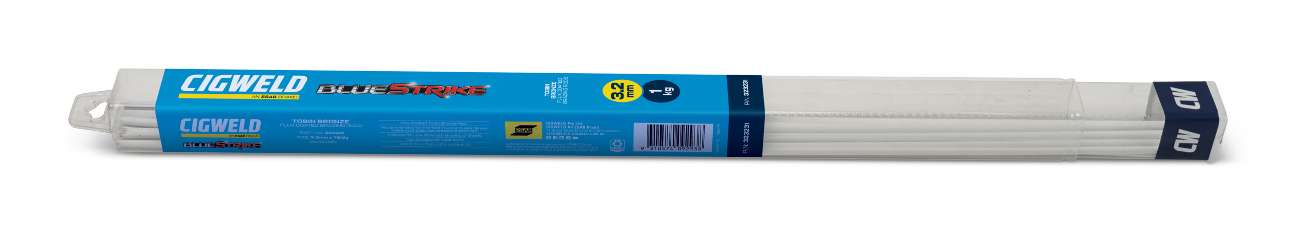 CIGWELD BlueStrike Flux Coated Tobin Bronze RB Cu Zn-A Brazing Rods, 3.2mm, 1kg Pack