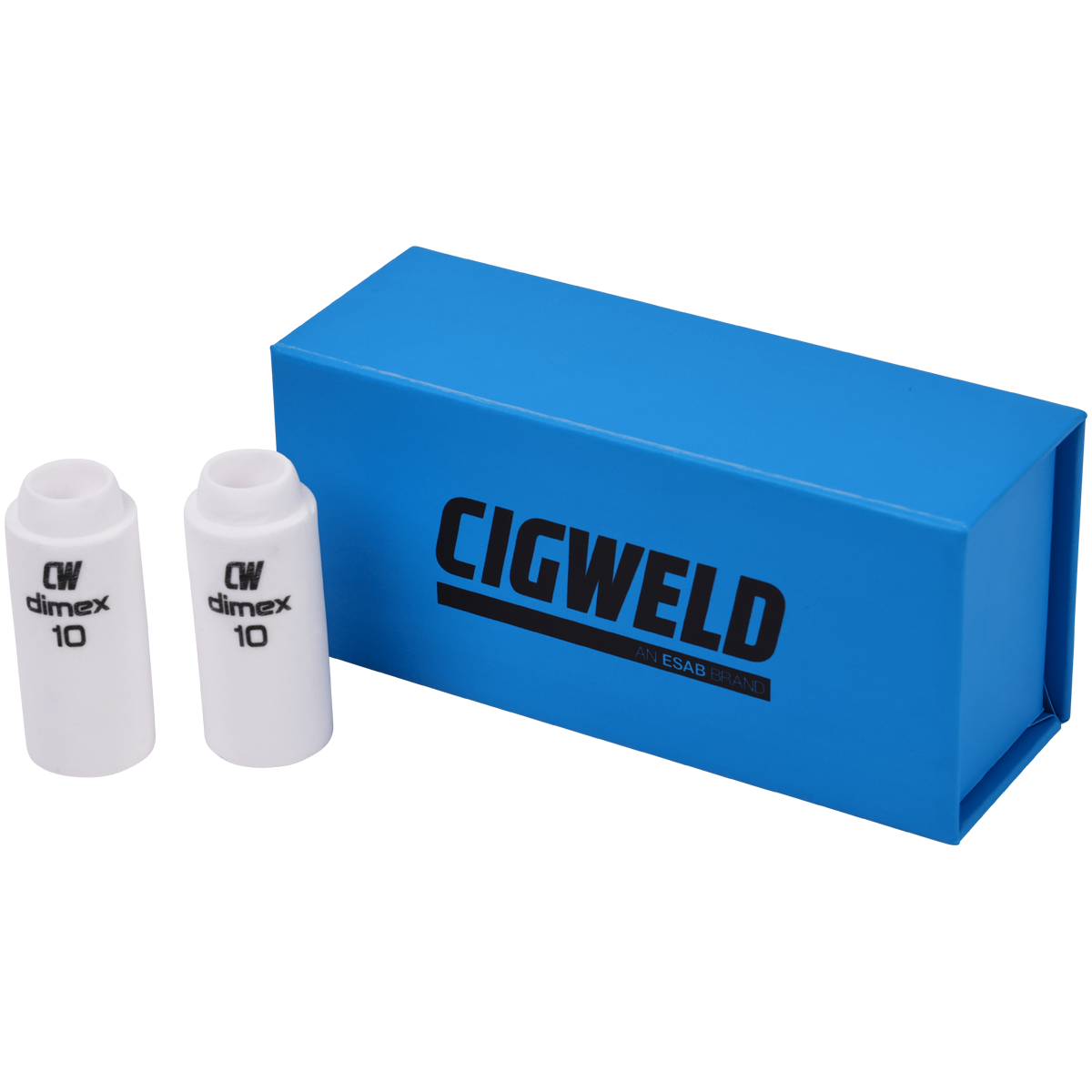CIGWELD Dimex Alumina Ceramic TIG Cups for 17/18/26 Series Torches, Size #10, 10 Pack