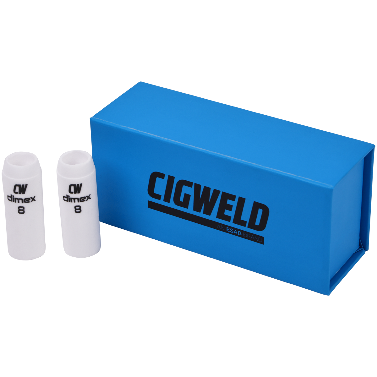CIGWELD Dimex Alumina Ceramic TIG Cups for 17/18/26 Series Torches, Size #8, 10 Pack