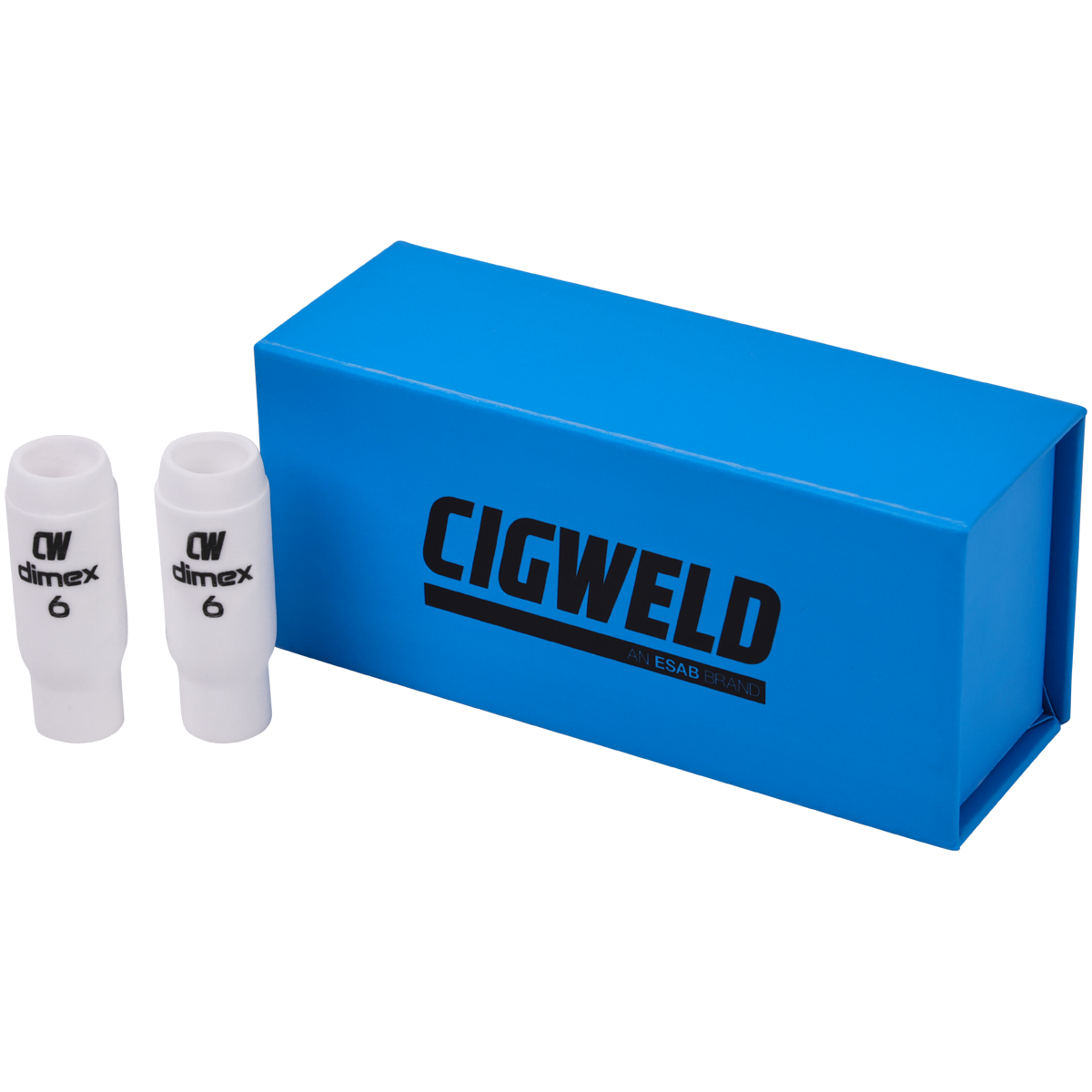 CIGWELD Dimex Alumina Ceramic TIG Cups for 17/18/26 Series Torches, Size #6, 10 Pack