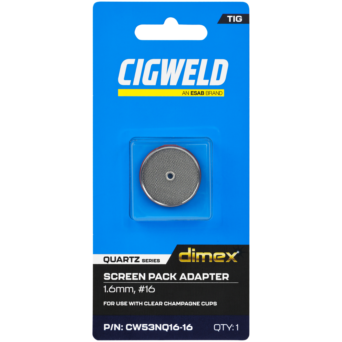 CIGWELD Dimex Elite Quartz Cup Screen Packs, 3 Layer Mesh Gas Lens Screens, Size #16, for 1.6mm Tungsten