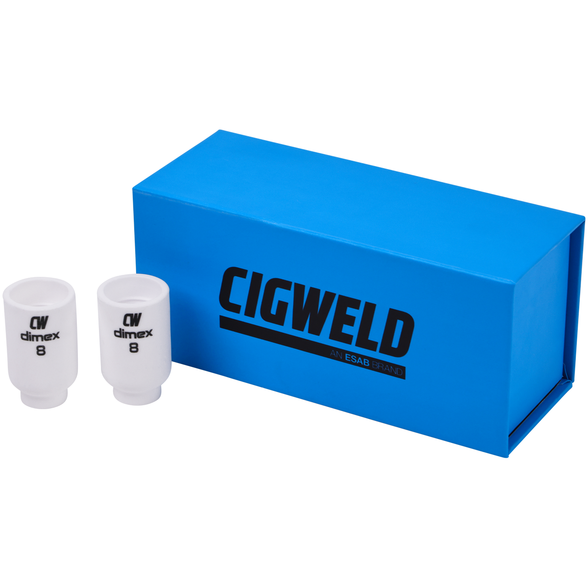 CIGWELD Dimex Gas Lens Alumina Ceramic TIG Cups for 17/18/26 Series Torches, Size #8, 10 Pack