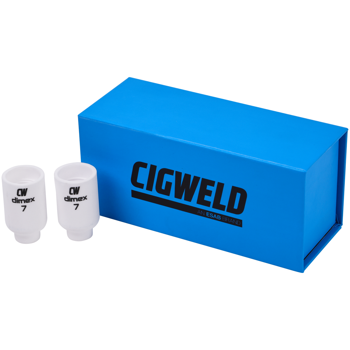 CIGWELD Dimex Gas Lens Alumina Ceramic TIG Cups for 17/18/26 Series Torches, Size #7, 10 Pack