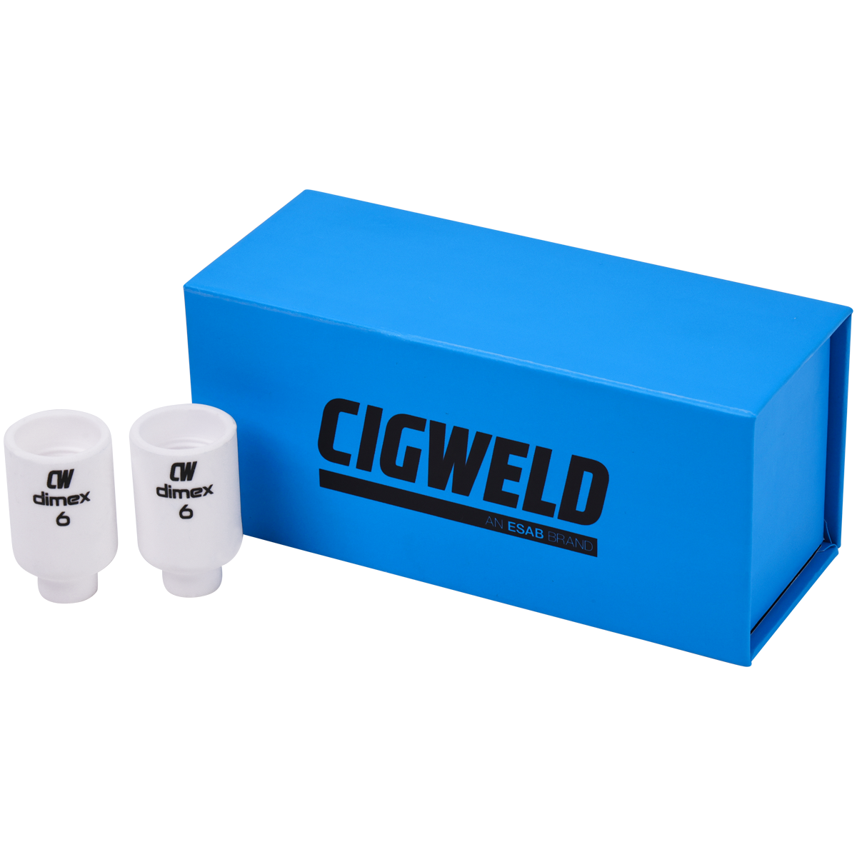 CIGWELD Dimex Gas Lens Alumina Ceramic TIG Cups for 17/18/26 Series Torches, Size #6, 10 Pack