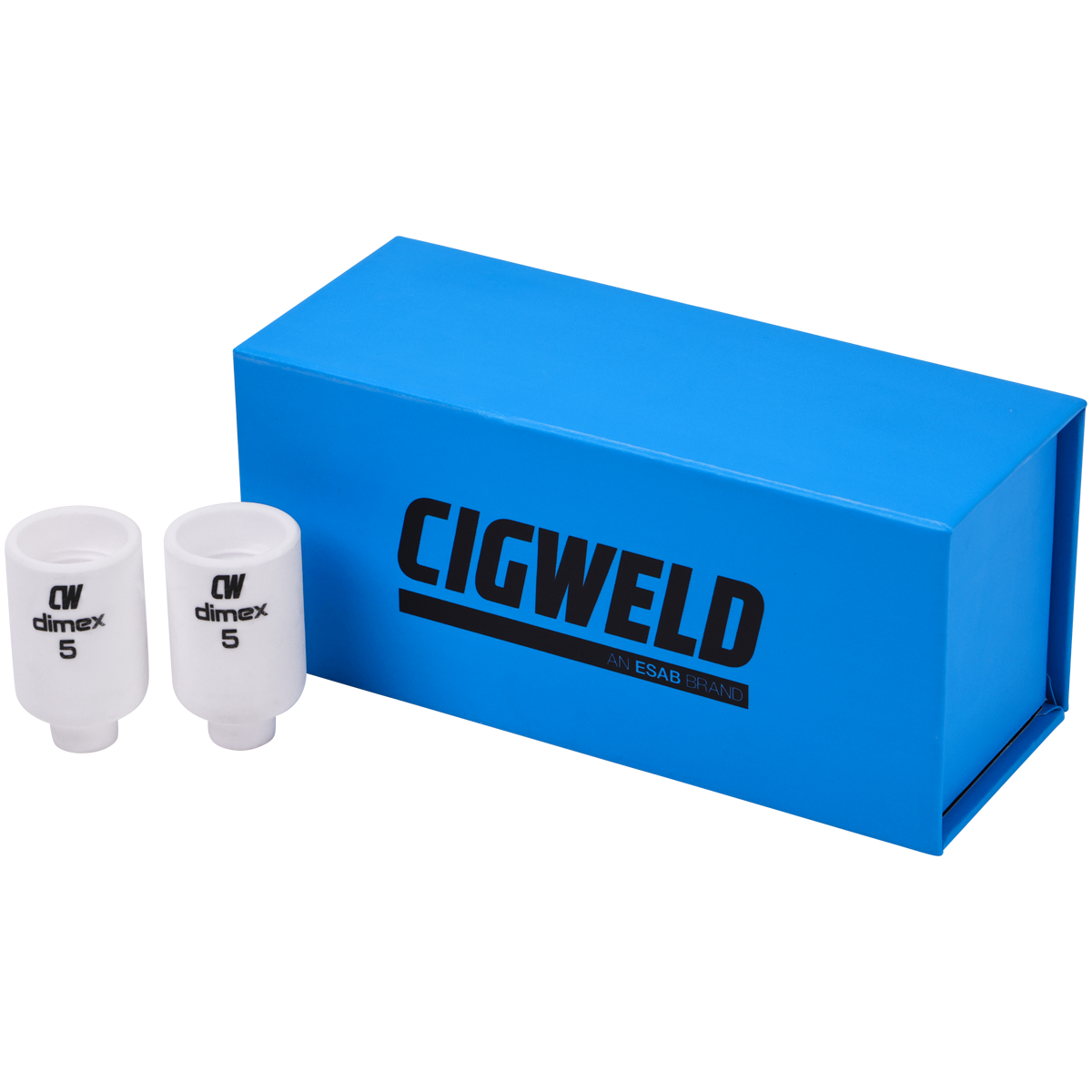 CIGWELD Dimex Gas Lens Alumina Ceramic TIG Cups for 17/18/26 Series Torches, Size #5, 10 Pack