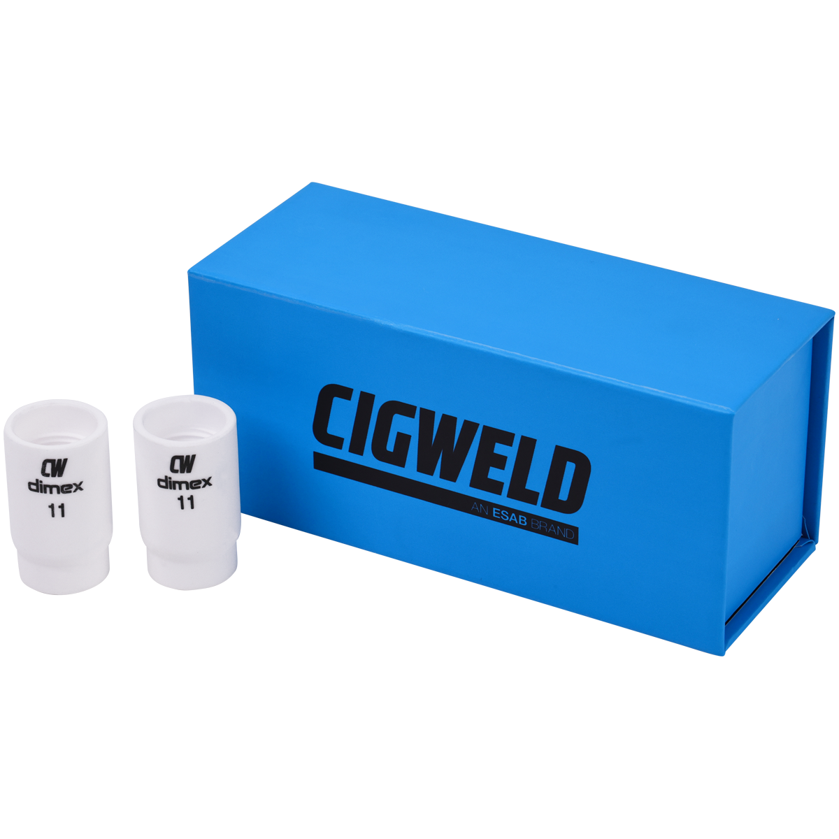 CIGWELD Dimex Gas Lens Alumina Ceramic TIG Cups for 17/18/26 Series Torches, Size #11, 10 Pack